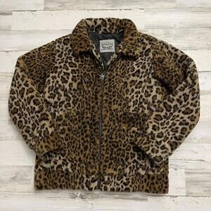 Retro Women’s Levis Leopard Print Fleece Full Zip Jacket M